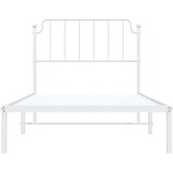  Metalni okvir za krevet s uzglavljem bijeli 100x200 cm | shoptok.hr