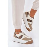 Boto Womens Sneakers On Chunky Platform Animal Print Beige Telanila | Eponuda.ba