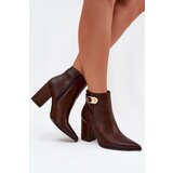 Boto Women’s heeled boots with gold detail chocolate Tharina | ePonuda.com