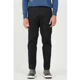ALTINYILDIZ CLASSICS Men's Black Comfort Fit Relaxed Cut Side Pocket Cotton Diagonal Patterned Trousers