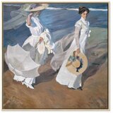  Slika - Joaquín Sorolla y Bastida – Strolling along the Seashore 80x80 U prirodnom drvenom okviru | shoptok.hr