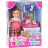 Mini lutka za igru s 2 štenca, krevetom i priborom za hranjenje - 12 cm | shoptok.hr