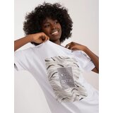 Fashion Hunters White women's T-shirt with appliqué and print Cene