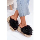 Boto Women's wedge sandals with fur and braiding black Virela | Shoptok.si