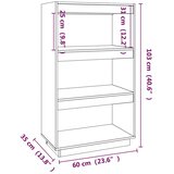  za knjige / pregrada bijeli 60x35x103 cm od borovine | shoptok.hr