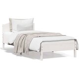 vidaXL Posteljni okvir z vzglavjem bel 90x200 cm trdna borovina | Shoptok.si