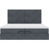vidaXL Otomanski posteljni okvir z vzmetnicami siv 200x200cm žamet | Shoptok.si