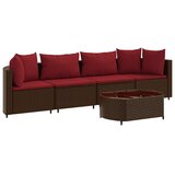  5-dijelni set vrtnih sofa s jastucima poliratan smeđi | shoptok.hr