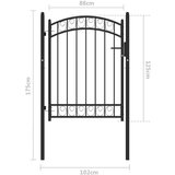 vidaXL Vrata za ograjo zaobljena jeklo 100x125 cm črna | Shoptok.si