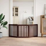 vidaXL Vrata za pse zložljiva 3 paneli rjava 150 cm topolovina | Shoptok.si