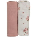 Bubaba by FreeON tetra pelena muslin 2/1 70x70 cm pink i cvjetići u
