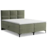 Zelena boxspring postelja s prostorom za shranjevanje 180x200 cm Pakalana –