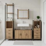  Set ormarića za kupaonicu 4 kom. Hrast artisan - Hrast artisan Ormar ispod sudopera (3 vrata) + viseći ormar + kupaonski ormar ( | shoptok.hr