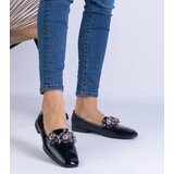 Gemre Black patent leather loafers with crystals Balonia | Shoptok.si