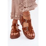 Boto Ladies Eco Leather Sandals With Buckles Camel Jeneliena | shoptok.hr