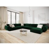 Mazzini Sofas Temno zelena žametna kotna sedežna garnitura v obliki črke "U" (levi kot) Vanda – | Shoptok.si