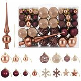  Set božićnih kuglica 111 kom. Boja šampanjca i smeđa 6 cm - Boja šampanjca i smeđa | shoptok.hr