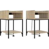 vidaXL Nočne omarice s polico 2 pcs sonoma hrast 40 x 40 x 61 cm | Shoptok.si