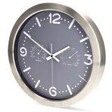Nedis CLWA5226SS - Zidni sat sa termometrom i higrometrom, prečnika 30,5 cm, 1x AA, nerđajući čelik | Eponuda.com
