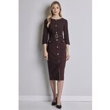 Legendww bordo midi haljina sa dugmicima i pojasom | Eponuda.com