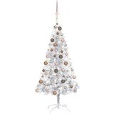 vidaXL Umjetno božićno drvce LED s kuglicama srebrno 120 cm PET | shoptok.hr