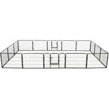 vidaXL Ograda za pse sa 16 ploča od čelika 60 x 80 cm crna | shoptok.hr