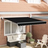 vidaXL Zložljiva ročna tenda črna 350x250 cm, Zamenjava tkanine za tendu 3.5x2.5 m okvir črna | Shoptok.si