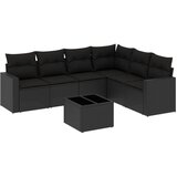  7-dijelni set vrtnih sofa od poliratana s jastucima crni | shoptok.hr