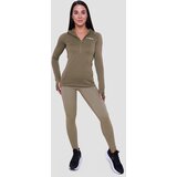 GymBeam ženska majica za trčanje 1/2 zip vetiver
