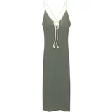Pull&Bear Pletena haljina bež / kraljevski zelena