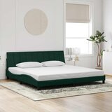  Okvir kreveta s LED-om bez madraca Hanko tamnozeleni 200x200 cm baršunasti | shoptok.hr