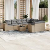 vidaXL 10-dijelni set vrtnih sofa s jastucima bež od poliratana | shoptok.hr