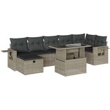 Maison Chic Seti vrtnega pohištva - Vrtna garnitura - Vrtni pohištvo set 8-delna z blazinami sv. siv poli ratan, (21799116) | Shoptok.si