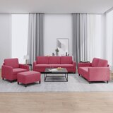  4-dijelni set sofa crvena boja vina baršunasti | shoptok.hr