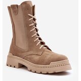 Boto Women's Suede Ankle Boots Lace-Up Beige Nicole 2836 | Shoptok.si
