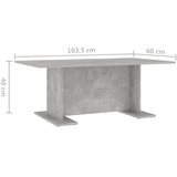  Stolić za kavu siva boja betona 103,5 x 60 x 40 cm od iverice | Eponuda.com