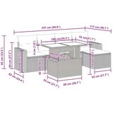  Vrtna garnitura - 6-dijelni set vrtnih sofa poliratan i bagrem s jastucima sivi - Siva sa spremištem 1 | shoptok.hr