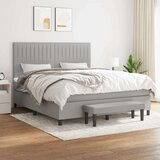  Box spring postelja z vzmetnico svetlo siva 160x200 cm žamet, (20899244) Cene