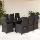vidaXL 9-dijelni vrtni blagovaonski set s jastucima crni od poliratana | shoptok.hr