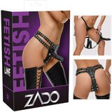 Zado - dno iz pravega usnja z zunanjim + 2 notranjima dildoma (črno) - L/XL | Shoptok.si