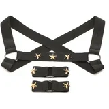 Chest Harness with Armbands - Black
