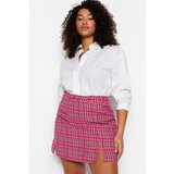 Trendyol Curve Checked Patterned Tweed Skirt in Fuchsia | Shoptok.si