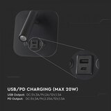  Zidna LED spot svetiljka sa USB portom LED/8W/230V 3000K crna | Eponuda.com