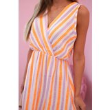 Kesi Włoski Women's cotton dress with colorful stripes in neon orange | Shoptok.si