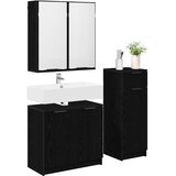  Set namještaja za kupaonicu 3 kom. Crni hrast Crna 64,5 x 33,5 x 59 cm | Shoptok.si