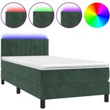 Maison Chic Box spring postelja - Vzmetna postelja z vzmetnico LED tem. zelena 90x190 cm žamet SL9797, (21905004) Cene