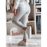 DStreet Spodnie damskie materiałowe chinosy z paskiem ROSSALI jasnoszare | shoptok.hr