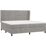  Box spring postelja z vzmetnico svetlo siva 200x200 cm žamet, (20727122) | Shoptok.si