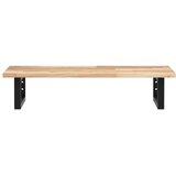  Zidna polica za umivaonik od čelika i masivnog bagremovog drva Smeđa 100 x 40 x 2 cm | Shoptok.si