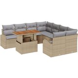  Set vrtnog namještaja od 9 dijelova s jastučićima bež poli ratan akacija | shoptok.hr